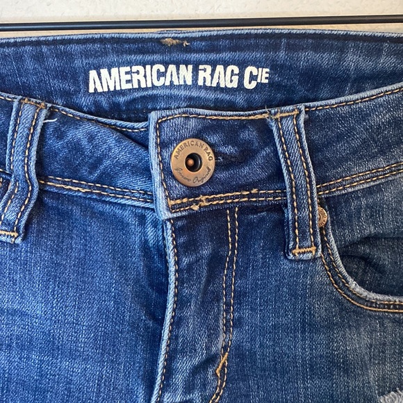 American Rag womens juniors ripped skinny jeans distressed cute medium wash - Picture 2 of 6